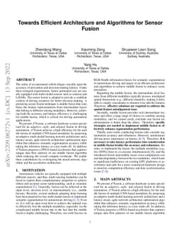 Towards Efficient Architecture and Algorithms for Sensor Fusion