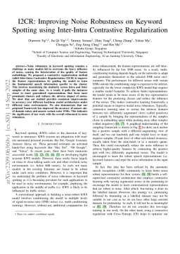 I2CR: Improving Noise Robustness on Keyword Spotting Using Inter-Intra
  Contrastive Regularization