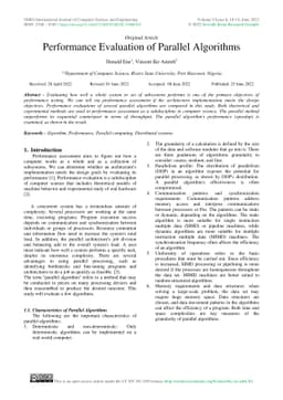 Performance Evaluation of Parallel Algorithms