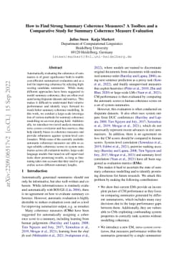 How to Find Strong Summary Coherence Measures? A Toolbox and a
  Comparative Study for Summary Coherence Measure Evaluation