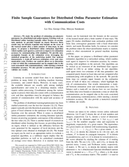 Finite Sample Guarantees for Distributed Online Parameter Estimation
  with Communication Costs