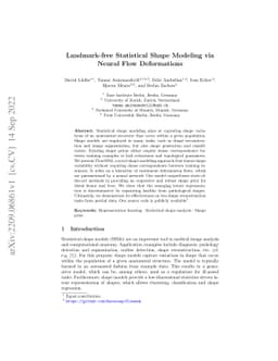 Landmark-free Statistical Shape Modeling via Neural Flow Deformations