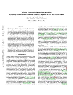 Robust Transferable Feature Extractors: Learning to Defend Pre-Trained
  Networks Against White Box Adversaries