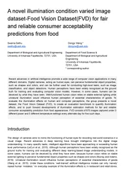 A novel illumination condition varied image dataset-Food Vision Dataset
  (FVD) for fair and reliable consumer acceptability predictions from food