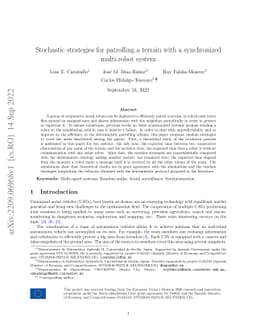 Stochastic strategies for patrolling a terrain with a synchronized
  multi-robot system