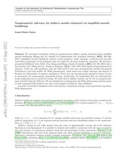 Nonparametric inference for additive models estimated via simplified
  smooth backfitting