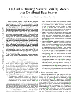 The Cost of Training Machine Learning Models over Distributed Data
  Sources