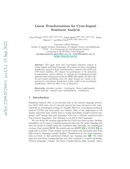 Linear Transformations for Cross-lingual Sentiment Analysis