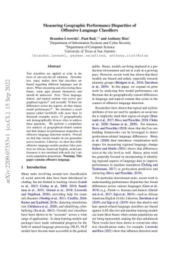 Measuring Geographic Performance Disparities of Offensive Language
  Classifiers