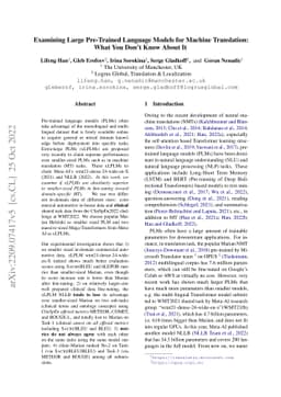 Examining Large Pre-Trained Language Models for Machine Translation:
  What You Don't Know About It