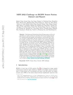 MIPI 2022 Challenge on RGBW Sensor Fusion: Dataset and Report