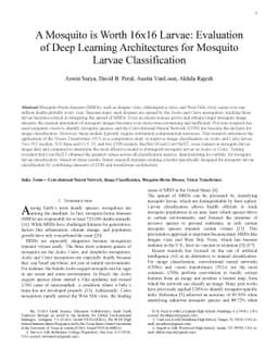A Mosquito is Worth 16x16 Larvae: Evaluation of Deep Learning
  Architectures for Mosquito Larvae Classification