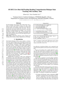 SF-DST: Few-Shot Self-Feeding Reading Comprehension Dialogue State
  Tracking with Auxiliary Task