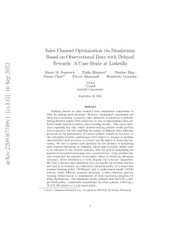 Sales Channel Optimization via Simulations Based on Observational Data
  with Delayed Rewards: A Case Study at LinkedIn