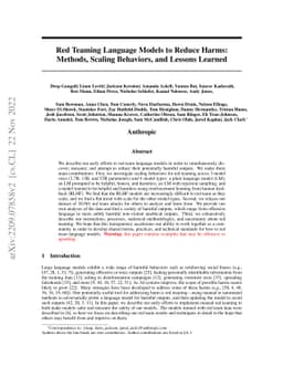 Red Teaming Language Models to Reduce Harms: Methods, Scaling Behaviors,
  and Lessons Learned