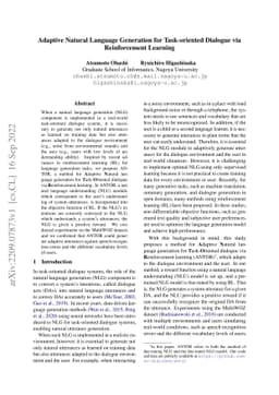 Adaptive Natural Language Generation for Task-oriented Dialogue via
  Reinforcement Learning