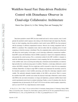 Workflow-based Fast Data-driven Predictive Control with Disturbance
  Observer in Cloud-edge Collaborative Architecture