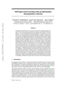 Self-Supervised Learning with an Information Maximization Criterion