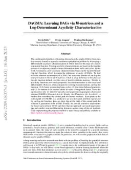 DAGMA: Learning DAGs via M-matrices and a Log-Determinant Acyclicity
  Characterization