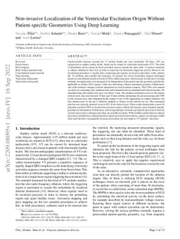 Non-invasive Localization of the Ventricular Excitation Origin Without
  Patient-specific Geometries Using Deep Learning