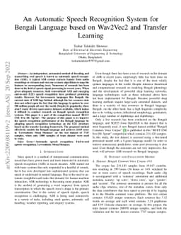 An Automatic Speech Recognition System for Bengali Language based on
  Wav2Vec2 and Transfer Learning