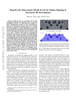 PlaneSLAM: Plane-based LiDAR SLAM for Motion Planning in Structured 3D
  Environments