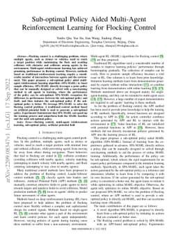 Sub-optimal Policy Aided Multi-Agent Reinforcement Learning for Flocking
  Control