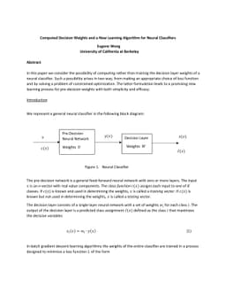 Computed Decision Weights and a New Learning Algorithm for Neural
  Classifiers