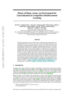 Honor of Kings Arena: an Environment for Generalization in Competitive
  Reinforcement Learning