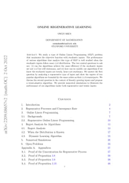 Online Regenerative Learning