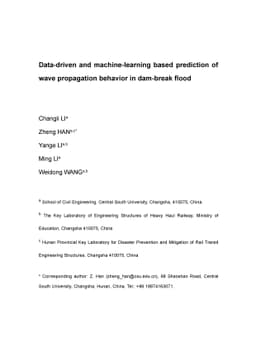 Data-driven and machine-learning based prediction of wave propagation
  behavior in dam-break flood