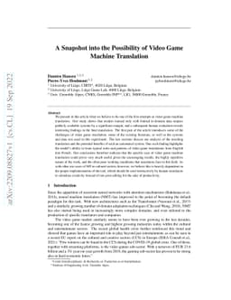 A Snapshot into the Possibility of Video Game Machine Translation