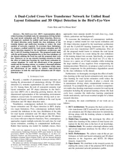 A Dual-Cycled Cross-View Transformer Network for Unified Road Layout
  Estimation and 3D Object Detection in the Bird's-Eye-View