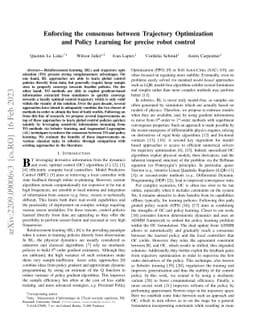 Enforcing the consensus between Trajectory Optimization and Policy
  Learning for precise robot control