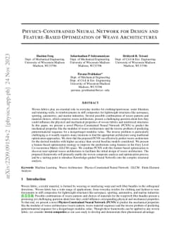 Physics-Constrained Neural Network for Design and Feature-Based
  Optimization of Weave Architectures