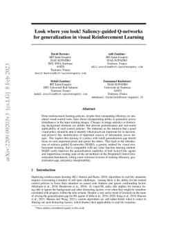 Look where you look! Saliency-guided Q-networks for generalization in
  visual Reinforcement Learning