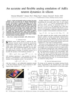 An accurate and flexible analog emulation of AdEx neuron dynamics in
  silicon