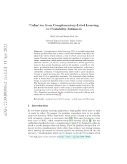 Reduction from Complementary-Label Learning to Probability Estimates