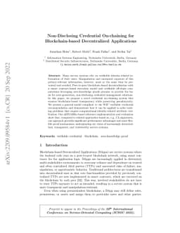 Non-Disclosing Credential On-chaining for Blockchain-based Decentralized
  Applications