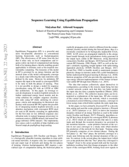 Sequence Learning Using Equilibrium Propagation
