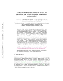 Detecting respiratory motion artefacts for cardiovascular MRIs to ensure
  high-quality segmentation