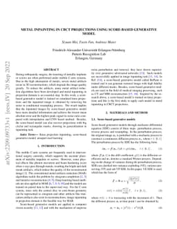 Metal Inpainting in CBCT Projections Using Score-based Generative Model