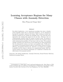 Learning Acceptance Regions for Many Classes with Anomaly Detection
