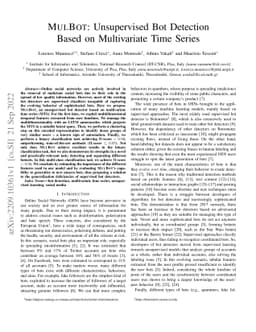 MulBot: Unsupervised Bot Detection Based on Multivariate Time Series