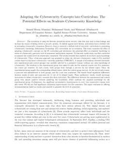 Adopting the Cybersecurity Concepts into Curriculum The Potential
  Effects on Students Cybersecurity Knowledge
