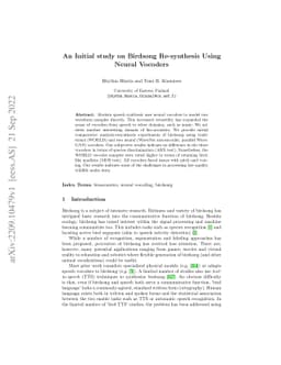 An Initial study on Birdsong Re-synthesis Using Neural Vocoders