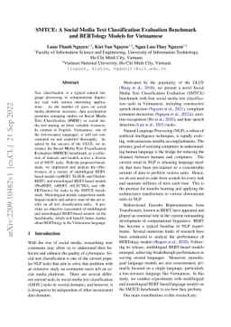SMTCE: A Social Media Text Classification Evaluation Benchmark and
  BERTology Models for Vietnamese