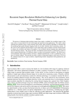 Recurrent Super-Resolution Method for Enhancing Low Quality Thermal
  Facial Data