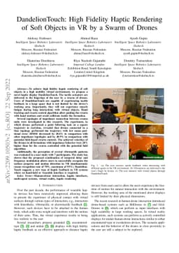 DandelionTouch: High Fidelity Haptic Rendering of Soft Objects in VR by
  a Swarm of Drones