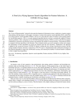 A Tent Lévy Flying Sparrow Search Algorithm for Feature Selection: A
  COVID-19 Case Study